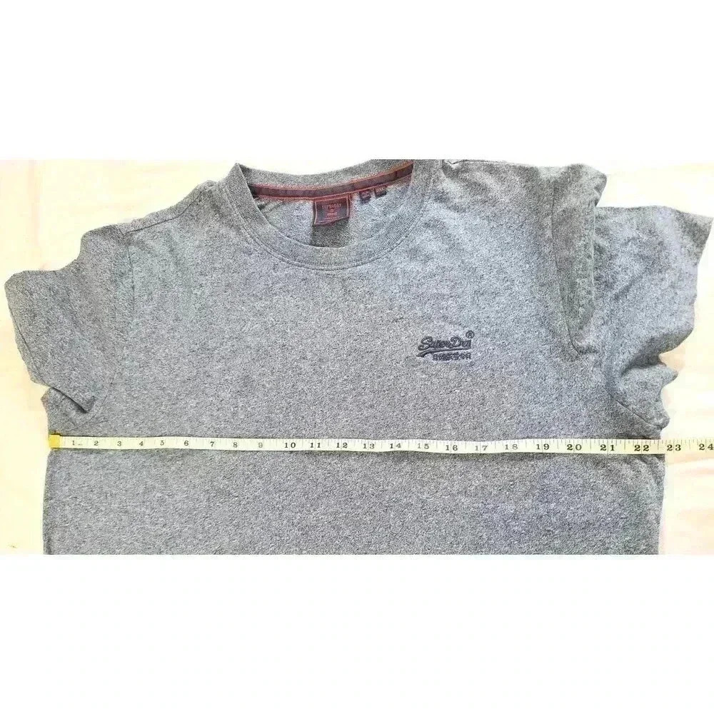 Superdry Shirt Men's Size 2XL Gray Embroidered Logo Short Sleeve‎ Cotton Tee - Picture 4 of 8